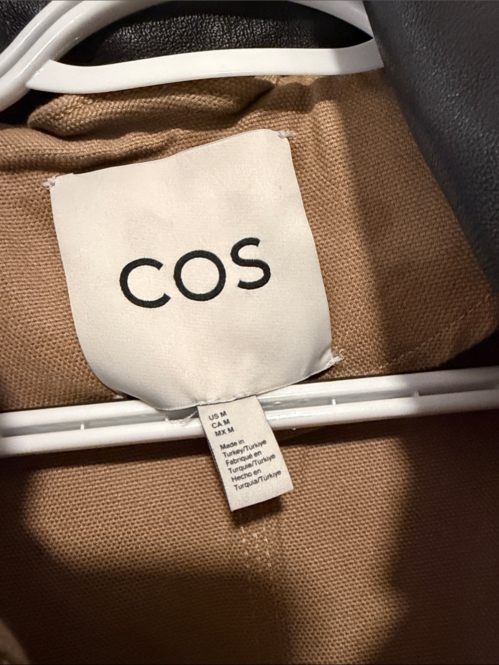 Viral COS Leather Collar Field Jacket Camel Black Size Medium - Picture 12 of 12